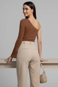 BİÇOMİ Tek Omuzlu Basic Bluz kahve T4275 thumbnail 3