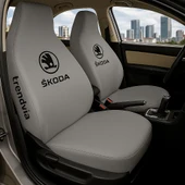 Skoda Gri Renk Ön Arka Koltuk Kılıfı Penye Servis Tipi Araba Koltuk Koruyucu - 1