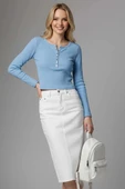BİÇOMİ Çıtçıt Detaylı Bluz Mavi T4343 thumbnail 1