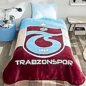 Taç /Trabzonspor Taraftar Lisanslı Tek Kişilik Battaniye-ÜÇ RENK - 1