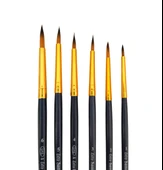 Samur 6'lı 123 Sentetik Akrilik ve Sulu Boya Fırça Seti tezhip ve minyatür thumbnail 1