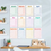 12 Aylık Planlayıcı Zamansız Takvim, Alışkanlık Takip Planlayıcı, Sürekli Takvim, Renkli Tarihsiz Takvim, 33 x 48 cm, A4 thumbnail 4