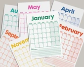 12 Aylık Planlayıcı Zamansız Takvim, Alışkanlık Takip Planlayıcı, Sürekli Takvim, Renkli Tarihsiz Takvim, 33 x 48 cm, A4 thumbnail 3