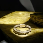 Titanyum Kilitli Sitrin Doğaltaş Ve 316L Çelik Halat Örme Erkek Bileklik 31832B2DH8 thumbnail 3