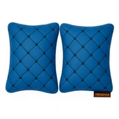 Mavi Renk Oto Boyun Yastığı 2’li Kapitone Araç Sürüş Desteği ve Seyahat Yastığı - 1