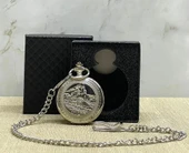 Özel Kutulu Tren Temali Gümüş Köstekli Saat Alk4675 thumbnail 1