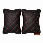 Kırmızı Nakışlı Renk Oto Boyun Yastığı 2’li Kapitone Araç Sürüş Desteği ve Seyahat Yastığı - 1