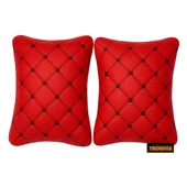 Kırmızı Renk Oto Boyun Yastığı 2’li  Kapitone Araç Sürüş Desteği ve Seyahat Yastığı - 1