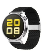 Sneezy Huawei Watch GT5 41mm İle Uyumlu Metal Klips Solo Fiberlink Kumaş Örgü Kordon  Siyah - 1