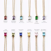 14 Ayar Mikron Altın Kaplama Zarif Baget Gümüş Kolye Doğum Taşı Seçenekliı - CNS00664 - 2