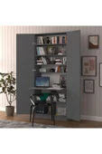 Sonamo Modern Dolaplı Çalışma Masası Kitaplıklı Raflı Bilgisayar Ofis Ders Çalışma Yemek Masası  Antrasit thumbnail 1