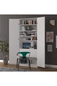 Sonamo Modern Dolaplı Çalışma Masası Kitaplıklı Raflı Bilgisayar Ofis Ders Çalışma Yemek Masası  Beyaz thumbnail 4
