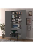 Sonamo Modern Dolaplı Çalışma Masası Kitaplıklı Raflı Bilgisayar Ofis Ders Çalışma Yemek Masası  Antrasit thumbnail 2