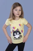 Toontoy Kız Çocuk Likee Kedi Baskılı Tişört - 5