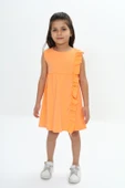 Toontoy Kız Çocuk Fırfır Ve Çıtçıt Detaylı Elbise - 8
