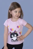 Toontoy Kız Çocuk Likee Kedi Baskılı Tişört - 3