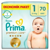 Bebek Bezi Premium Care 1 Beden Yenidoğan Ekonomik Paket 2-5 kg 70 Adet - 1