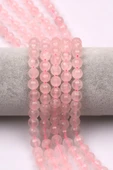Pembe Kuvars (A Kalite) Doğal Taş Dizi 8 mm Fasetli Küre Kesim thumbnail 1