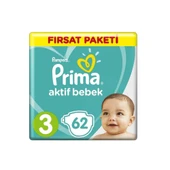 Prima Bebek Bezi Aktif Bebek 3 Beden 62 Adet Fırsat Paketi - 1