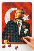 dudugift 140 PARÇA AHŞAP PUZZLE TABLO. 25X35 CM ÖLÇÜLERİNDE. ASKI APARATI İLE.KALİTELİ UV BASKI MODEL-ATATÜRK thumbnail 1