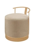 PUFİ PUF GOLD METAL ÇERÇEVELİ KETEN ÇOK AMAÇLI DEKORATİF OTURAK, MAKYAJ OTURAĞI,MONTAJSIZ PUF BENCH - 1