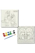 dudugift OKUL Etkinliği-2'li Tuval Boyama Seti. 20x20 Cm Uv Baskı 6 Akrilik Boya 1 Fırça-model-230 - 1