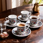 GÜRAL PORSELEN Gözde Double 4 Kişilik Kahve Fincan  Takımı 60932 thumbnail 1