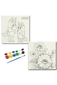 dudugift OKUL Etkinliği-2'li Tuval Boyama Seti. 20x20 Cm Uv Baskı 6 Akrilik Boya 1 Fırça-model-364 - 1