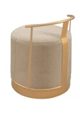 PUFİ PUF GOLD METAL ÇERÇEVELİ KETEN ÇOK AMAÇLI DEKORATİF OTURAK, MAKYAJ OTURAĞI,MONTAJSIZ PUF BENCH - 3