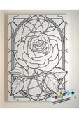 dudugift Elmas Çiçek Boyama Seti. 25x35 cm ebatlarında. UV Baskı 6 ana renk boya ve 2 adet fırça MODEL-19 - 4