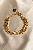 Kadın Gold Cd Harfli Christian Dior Model Kalın Zincir Bileklik Altın Renk - 2