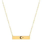 Sembole Özel Altın Renkli Zincirli 14 Ayar Altın Plakalı Dikdörtgen Figürlü Hediyelik Kolye-484 thumbnail 2