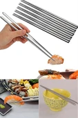 Metal Paslanmaz Çelik Yemek Çubuğu 5'li - 2