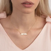 Harfe Özel 14 Ayar Altın Plakalı Dikdörtgen Figürlü Altın Renkli Zincirli Hediyelik Kolye-484 thumbnail 1