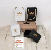 Burca Özel Dikdörtgen Figürlü Altın Renkli Zincirli 14 Ayar Altın Plakalı Hediyelik Kolye-484 thumbnail 3