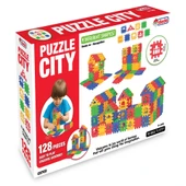 Puzzle City (128 Parça) - Lego Setleri - Ev Blokları - Şekilli Lego - Kare Bloklar - 5