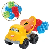 Bloklu Çimento Kamyonu (20 Parça) - Oyuncak Çimento Arabası - Plastik - İş Makinesi thumbnail 2