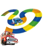 Magic Trucks 168 Parça Raylı Pist - Raylı Araç Oyuncak - Tren Oyuncak - Renkli Araç Yolu - Pist Set thumbnail 3