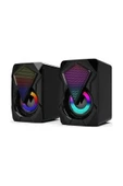 Rucas Bilgisayar Hoparlörü Rgb Led Işıklı Gaming Oyuncu Hoparlörü 3.5mm Jack Usb Speaker 1+1 Ses Sistem thumbnail 2