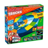 Magic Trucks 168 Parça Raylı Pist - Raylı Araç Oyuncak - Tren Oyuncak - Renkli Araç Yolu - Pist Set thumbnail 2