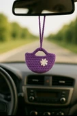 Amigurumi Araba Dikiz Aynası Süsü,  Anahtarlık,  Çanta Askısı %100  El Örgüsü - 1