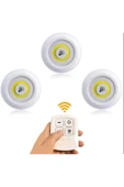 DeftHike Uzaktan Kumandalı 3 Lü Spot Led Lamba Kablosuz ve Pilli Işıldak Dolap Işığı Mutfak Raf Koridor Işığı thumbnail 1
