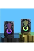 Rucas Bilgisayar Hoparlörü Rgb Led Işıklı Gaming Oyuncu Hoparlörü 3.5mm Jack Usb Speaker 1+1 Ses Sistem thumbnail 1