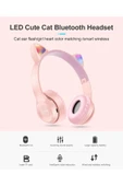 MIIQ2 Karler Stn-28 Bluetooth Mikrofonlu Led Işıklı Hafıza Kartı Girişli Kulak Üstü Kedi Kulaklık thumbnail 2