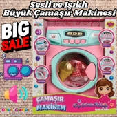 Büyük Pilli Neşeli Çamaşır Makinesi - Pilli Oyuncak Çamaşır Makinesi - Çamaşır Makinesi Oyuncak - Işıklı Sesli Makine - 1