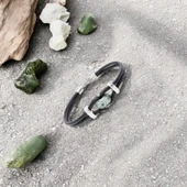 Yeşil Jasper Doğal Taşlı Deri Ve Çelik Bileklik 31832B14D4 thumbnail 7