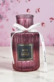 Bordo Cam Vazo-Ribben Tasarım Ve Flowerplus Etiketli,Beyaz Kurdeleli Dekoratif Tasarım,Masaüstü,Ofis, Aksesuar - 2