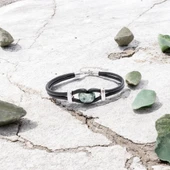 Yeşil Jasper Doğal Taşlı Deri Ve Çelik Bileklik 31832B14D4 thumbnail 2