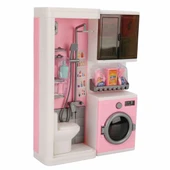 Tuvalet ve Çamaşır Makinesi Banyo Seti - Modern Banyo Seti - Minyatür Ev Oyuncak Seti - Banyo Oyuncak Seti - Klozet, Tuv - 3