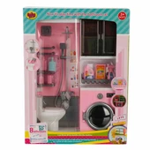 Tuvalet ve Çamaşır Makinesi Banyo Seti - Modern Banyo Seti - Minyatür Ev Oyuncak Seti - Banyo Oyuncak Seti - Klozet, Tuv - 9